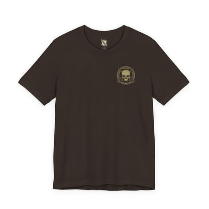 K-Factor Supply Co FOB Lindsey - Skull & Carbines (Back Print) T-Shirt Brown / S