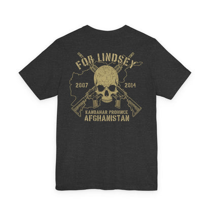 K-Factor Supply Co FOB Lindsey - Skull & Carbines (Back Print) T-Shirt Dark Grey Heather / S