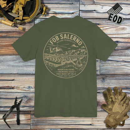 K-Factor Supply Co FOB Salerno Rocket City (Back Print) T-Shirt Military Green / S