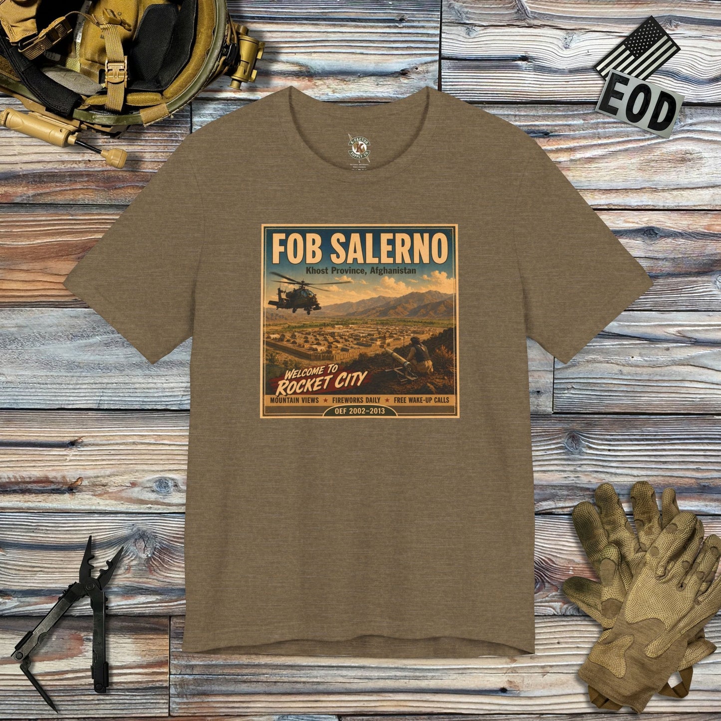 K-Factor Supply Co FOB Salerno Travel T-Shirt Heather Olive / S