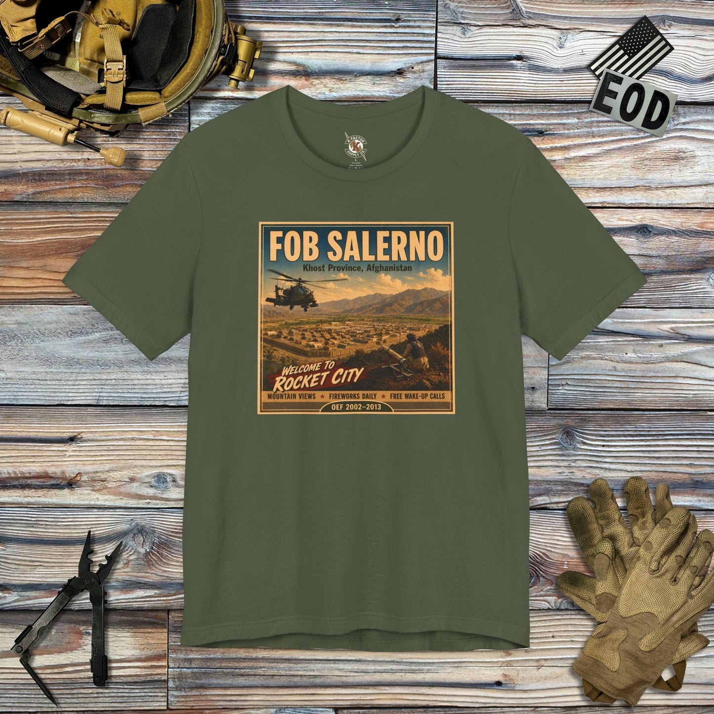 K-Factor Supply Co FOB Salerno Travel T-Shirt Military Green / S