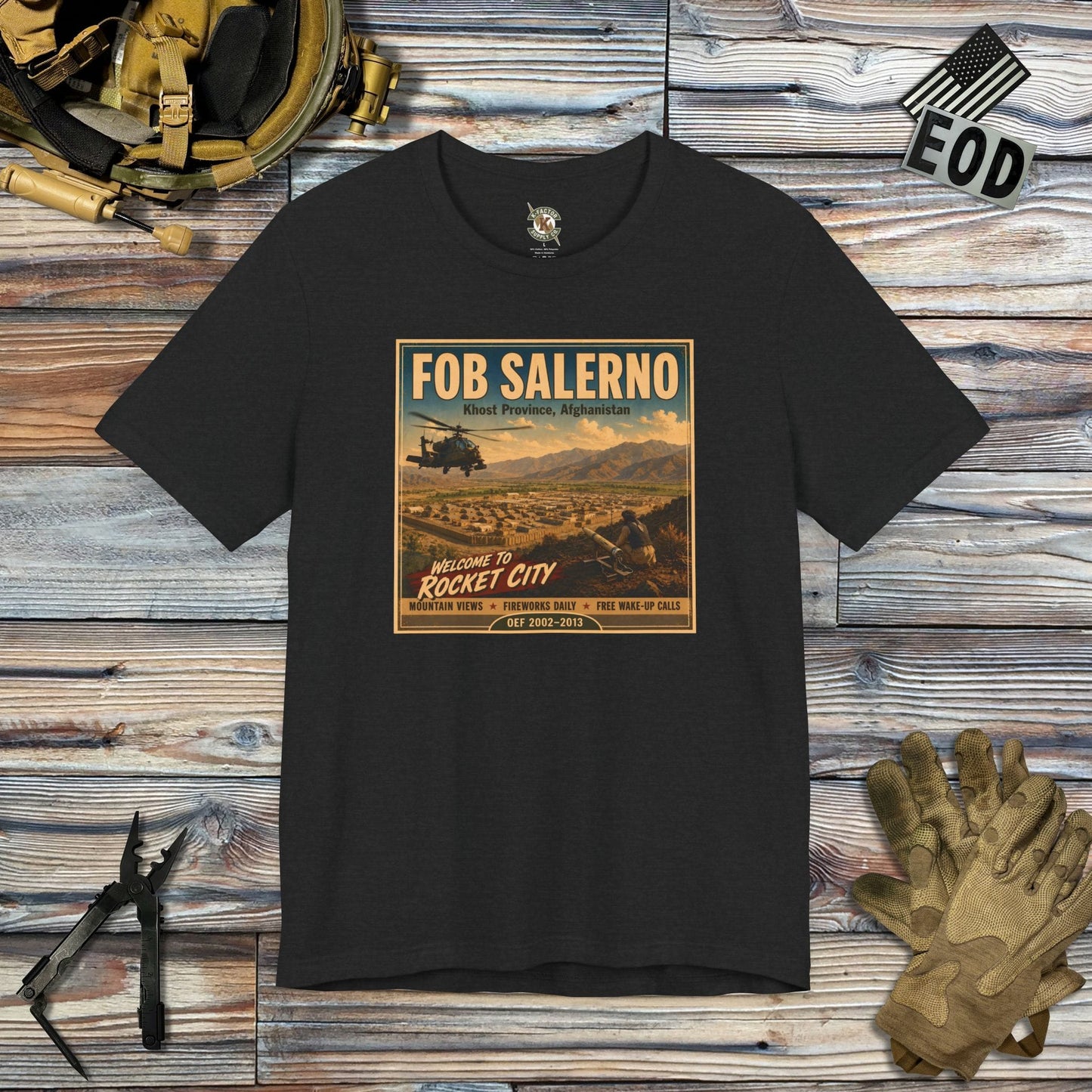K-Factor Supply Co FOB Salerno Travel T-Shirt Solid Black Blend / S