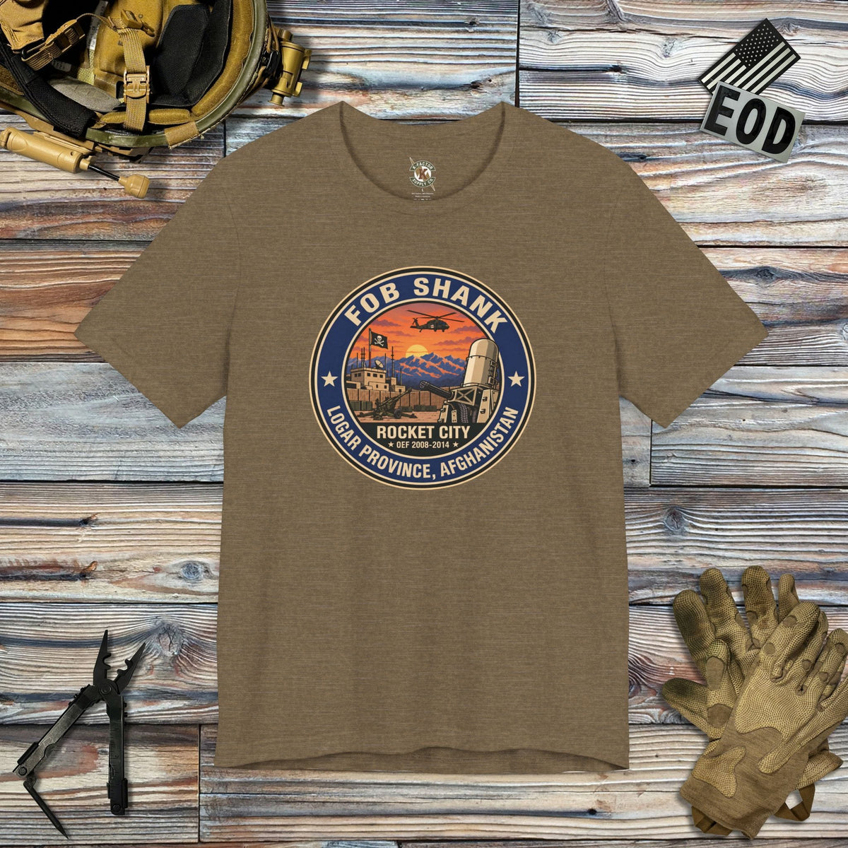 K-Factor Supply Co FOB Shank Icon Mk 1 T-Shirt Heather Olive / S