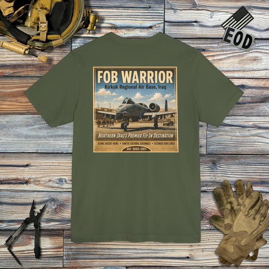 K-Factor Supply Co FOB Warrior (Kirkuk) [Back Print] T-Shirt Military Green / S