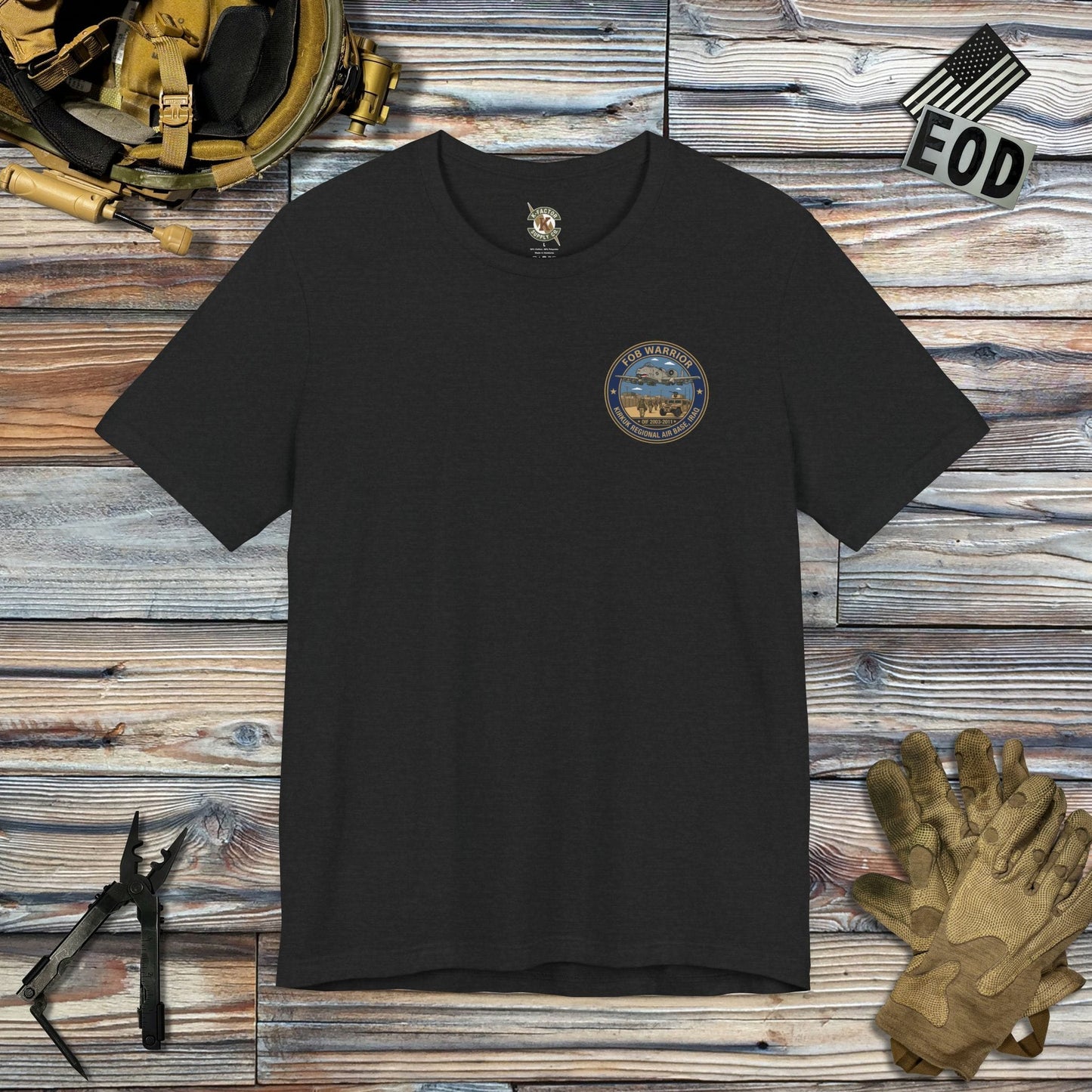 K-Factor Supply Co FOB Warrior (Kirkuk) [Back Print] T-Shirt Solid Black Blend / S