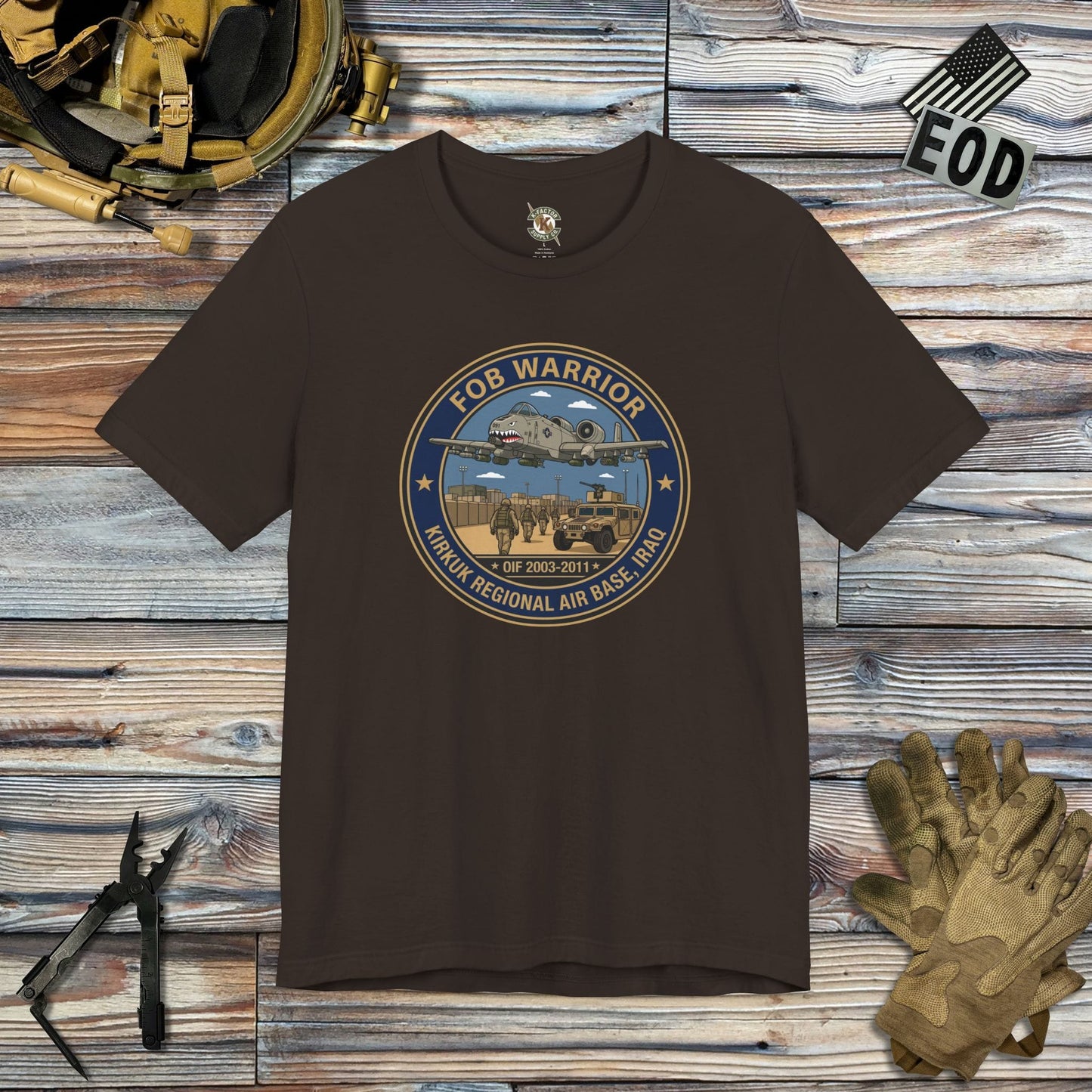 K-Factor Supply Co FOB Warrior (Kirkuk) Icon Mk 1 T-Shirt Brown / S