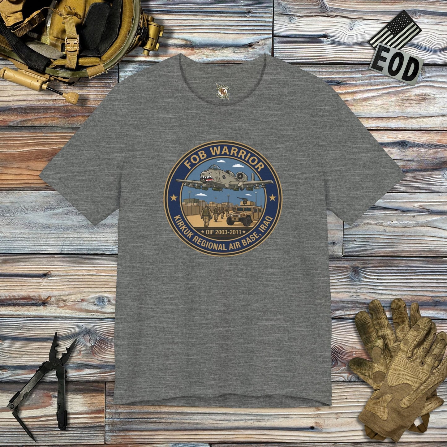 K-Factor Supply Co FOB Warrior (Kirkuk) Icon Mk 1 T-Shirt Deep Heather / M