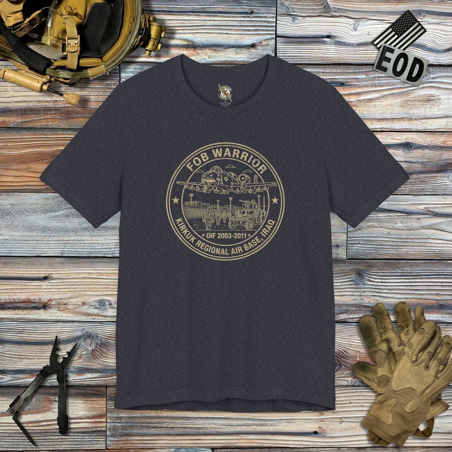 K-Factor Supply Co FOB Warrior (Kirkuk) Icon Mk 2 T-Shirt Heather Navy / S