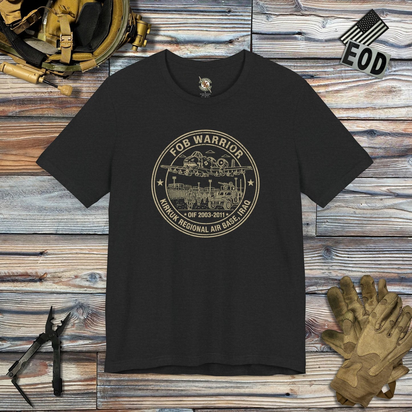 K-Factor Supply Co FOB Warrior (Kirkuk) Icon Mk 2 T-Shirt Solid Black Blend / S