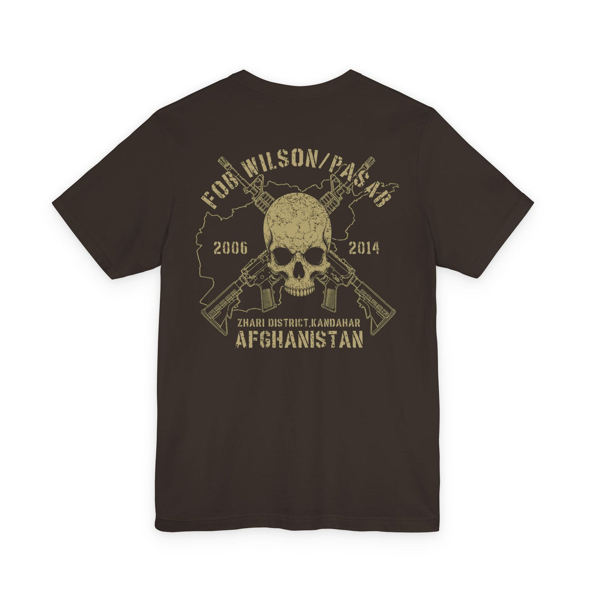 K-Factor Supply Co FOB Wilson - Skull & Carbines (Back Print) T-Shirt Brown / S