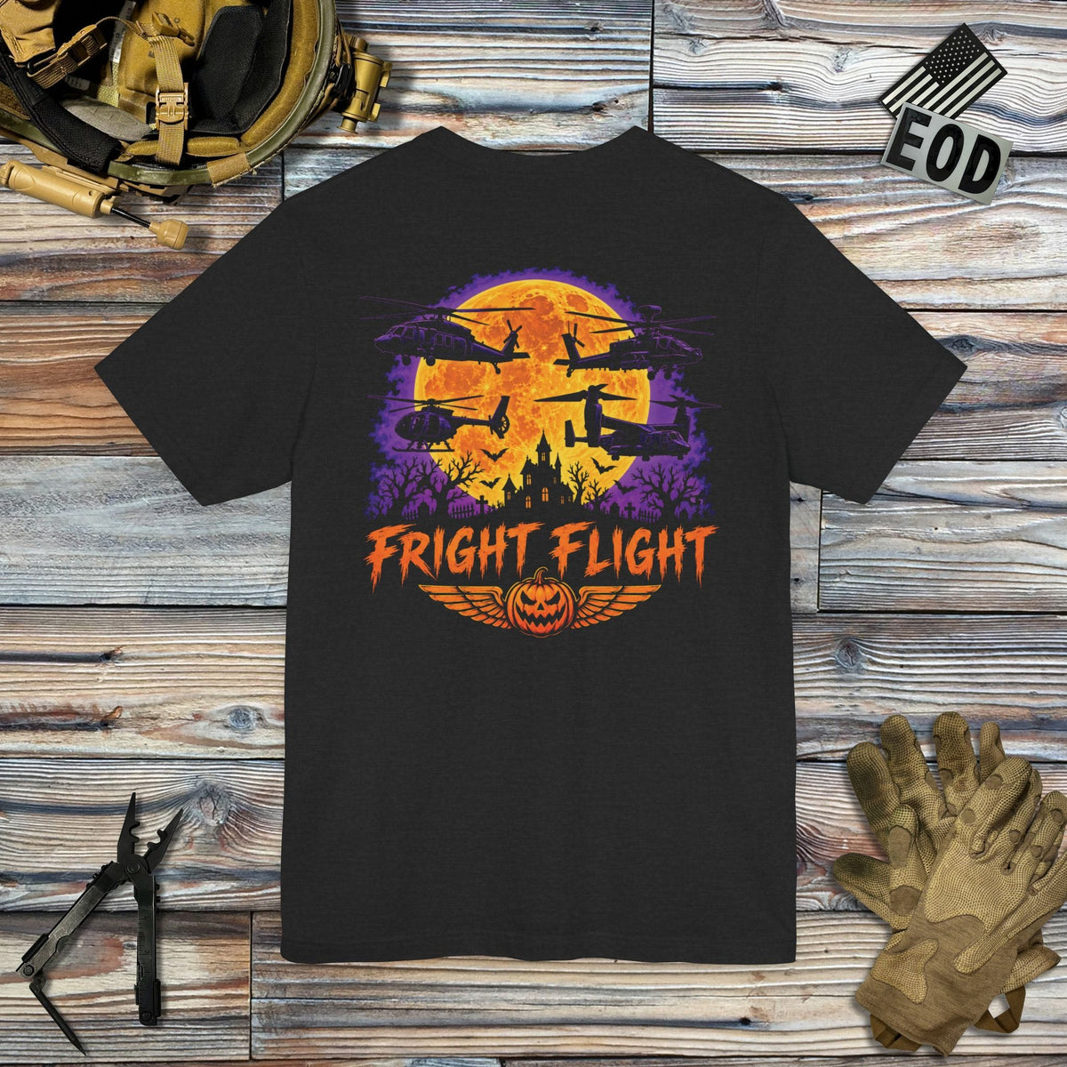 K-Factor Supply Co Fright Flight (Back Print) T-Shirt Solid Black Blend / S