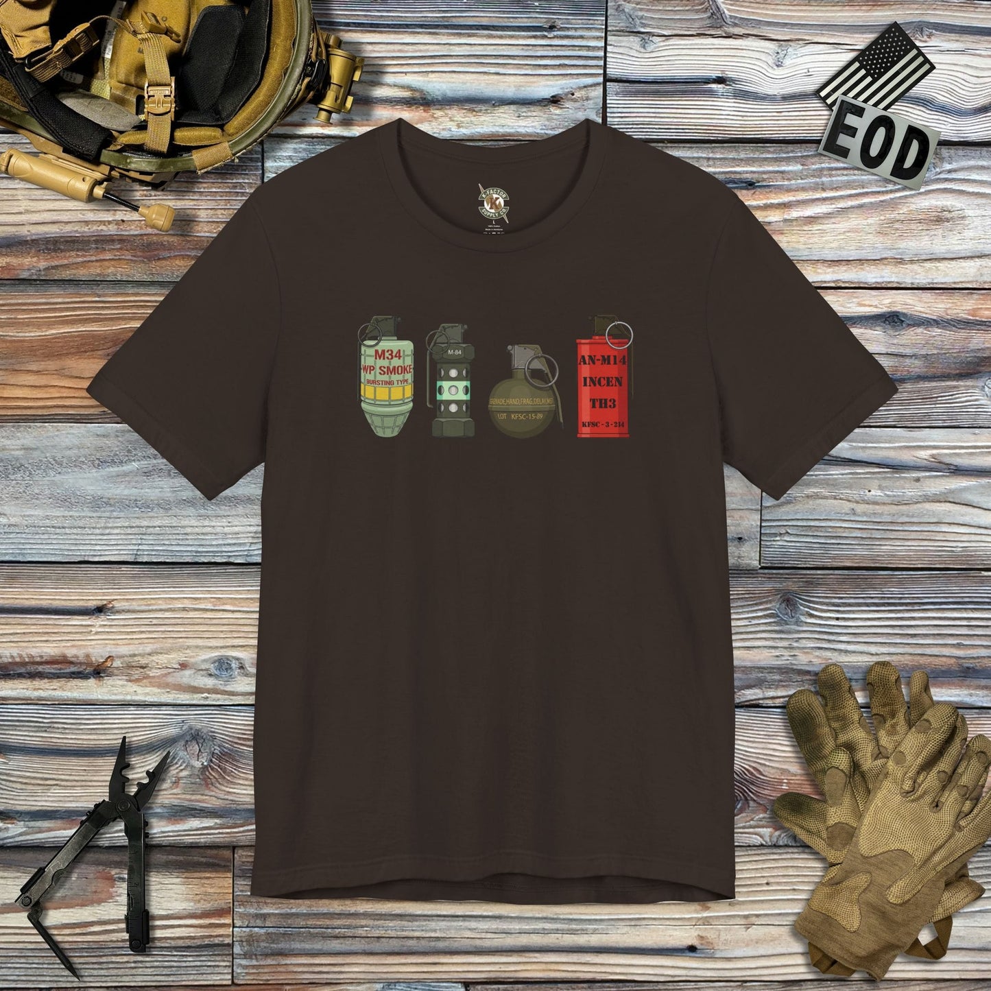 K-Factor Supply Co Grenade Sampler T-Shirt Brown / S