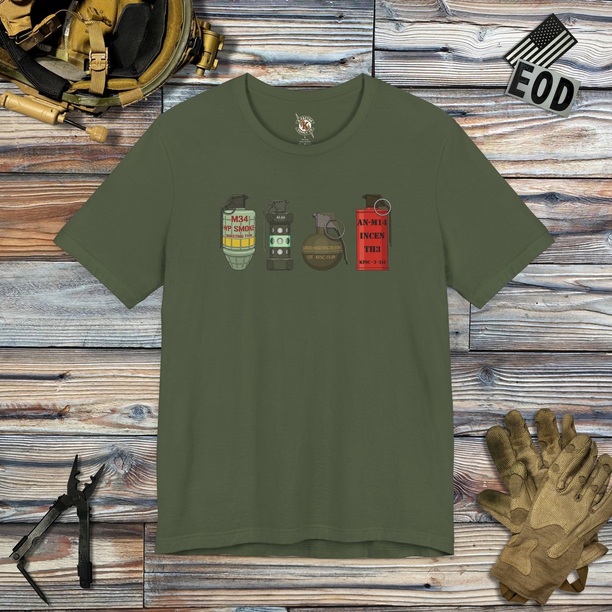 K-Factor Supply Co Grenade Sampler T-Shirt Military Green / S