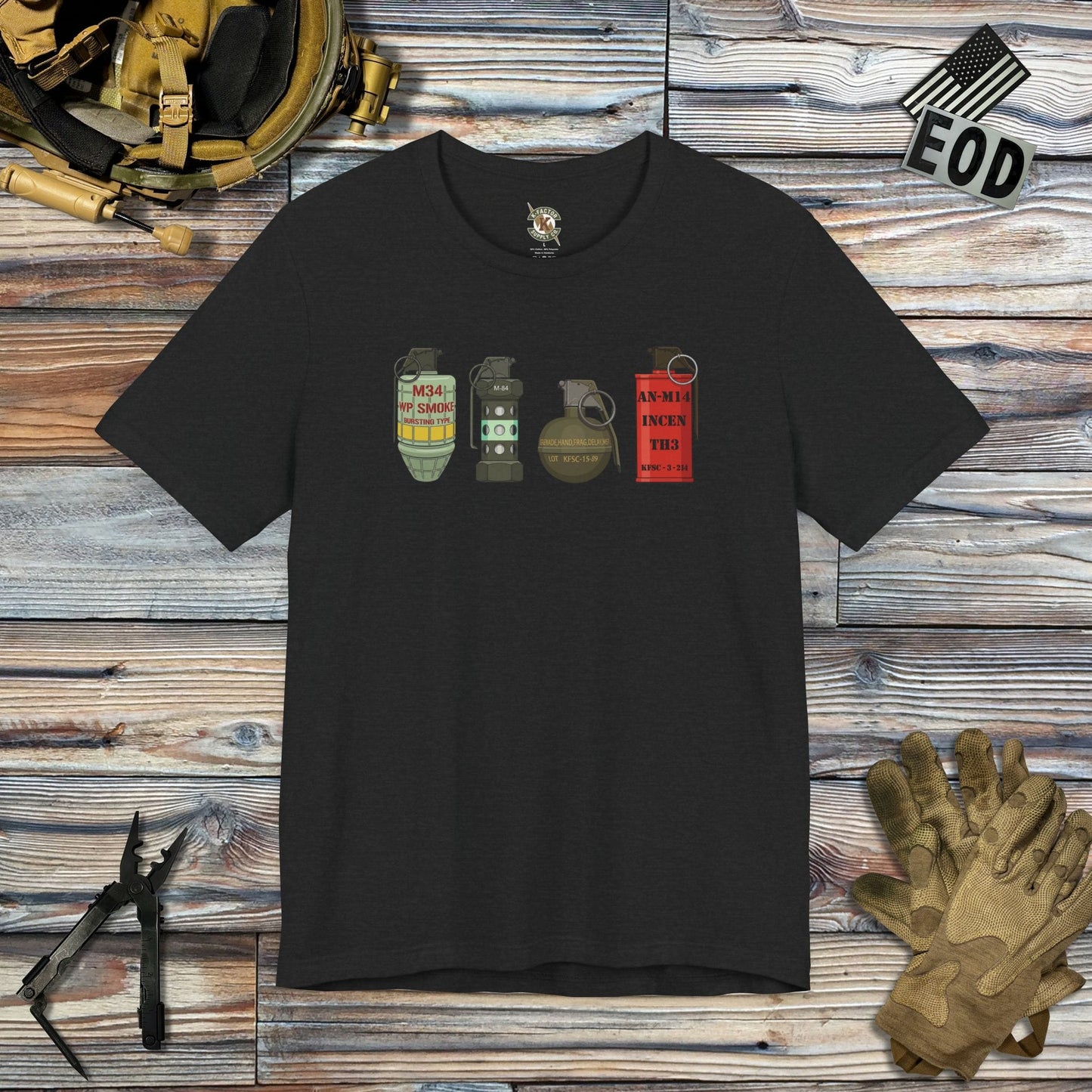 K-Factor Supply Co Grenade Sampler T-Shirt Solid Black Blend / S