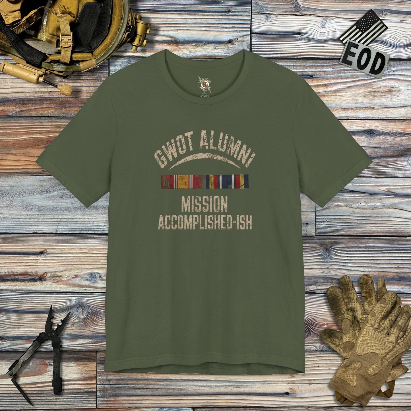 K-Factor Supply Co GWOT Alumni MK 1 Mod 2 (No Dates) T-Shirt Military Green / S