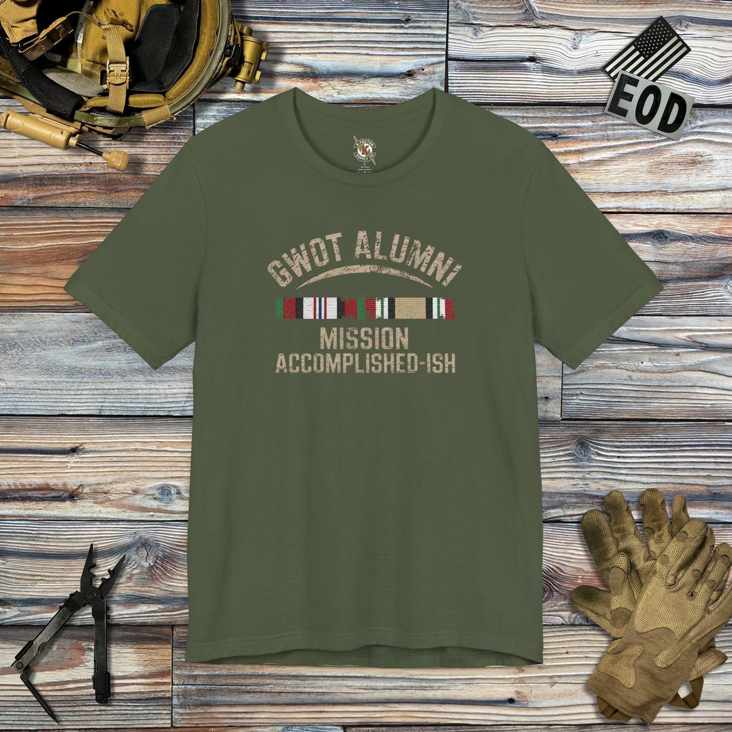K-Factor Supply Co GWOT Alumni MK 1 Mod 3 (ACM/ICM) T-Shirt Military Green / S