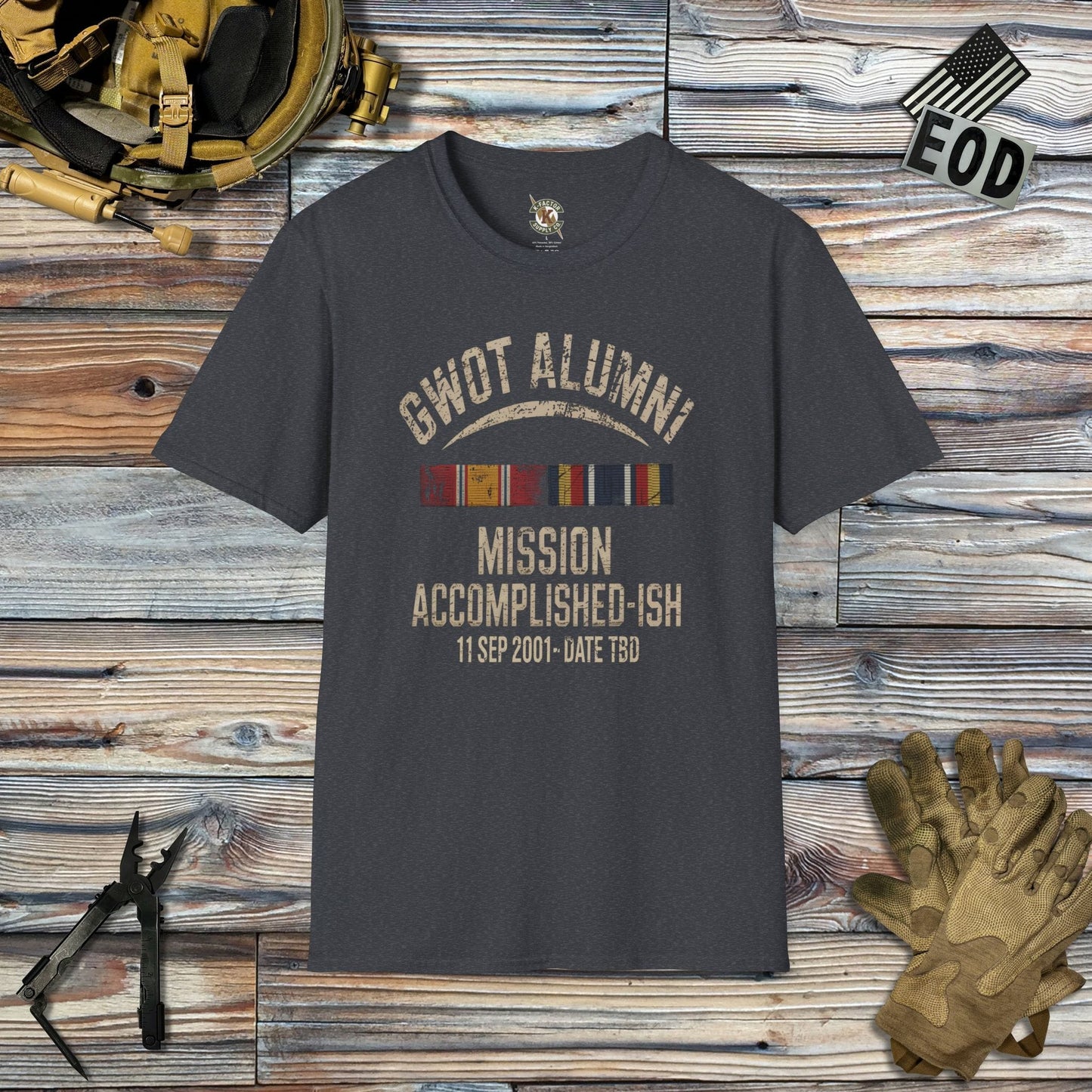 K-Factor Supply Co GWOT Alumni Mk 1 (NDS/GWOT-S) [B+T] T-Shirt Dark Heather Grey / 2XL