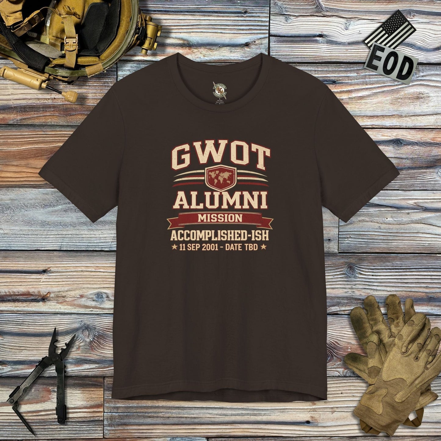 K-Factor Supply Co GWOT Alumni Mk 3 T-Shirt Brown / S