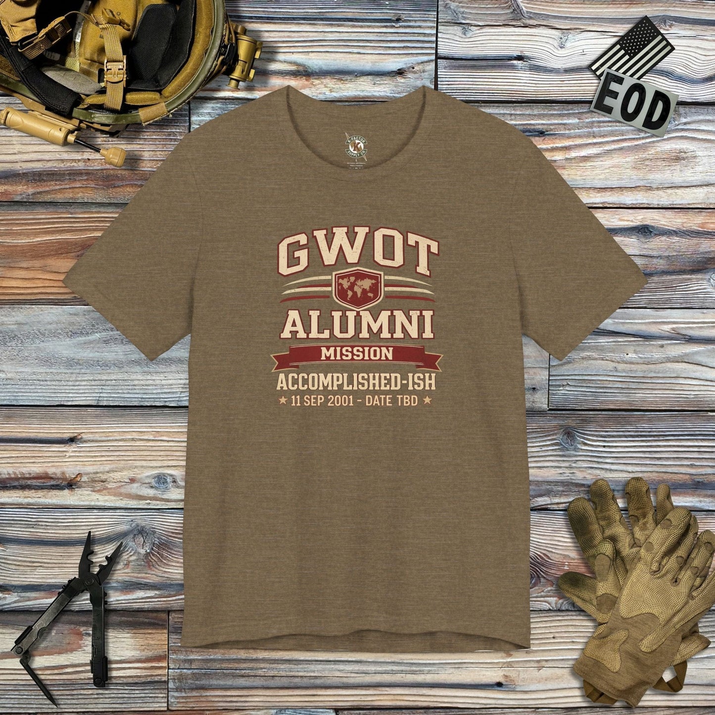 K-Factor Supply Co GWOT Alumni Mk 3 T-Shirt Heather Olive / S