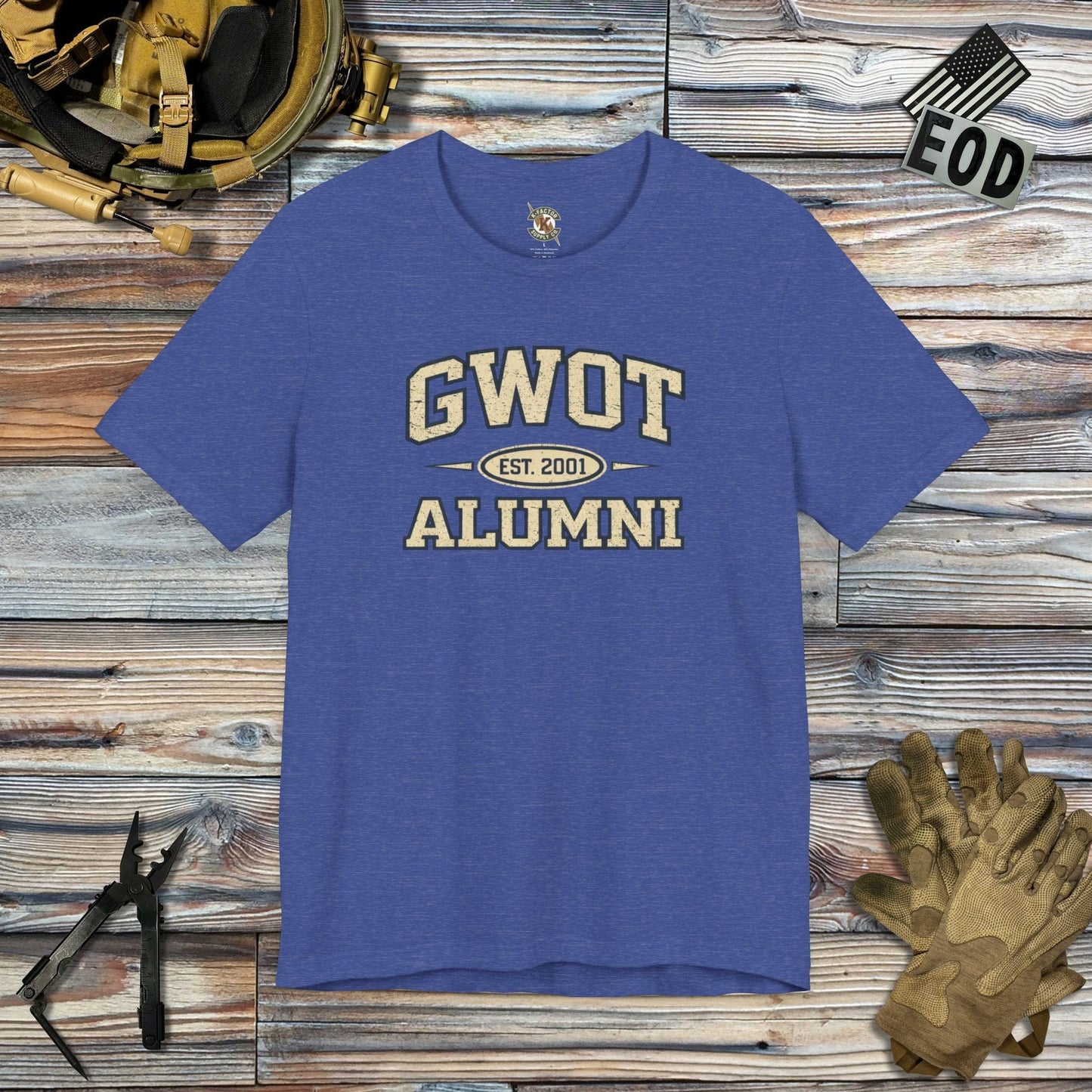 K-Factor Supply Co GWOT Alumni Mk 4 Mod 0 T-Shirt Heather True Royal / S