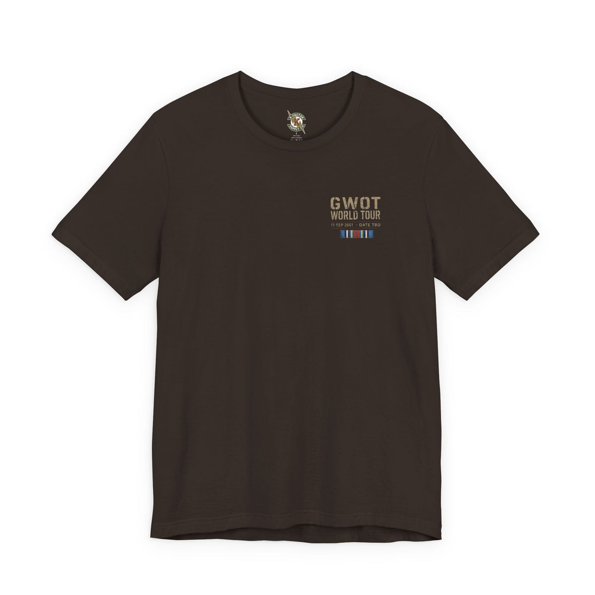 K-Factor Supply Co GWOT World Tour (Back Print) T-Shirt Brown / S