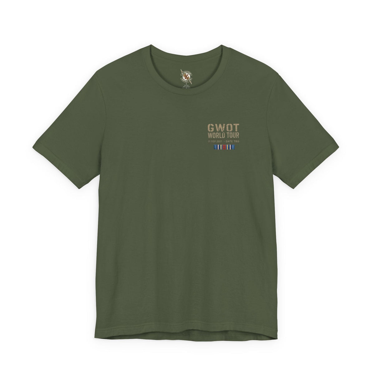 K-Factor Supply Co GWOT World Tour (Back Print) T-Shirt Military Green / S