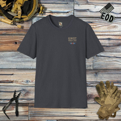 K-Factor Supply Co GWOT World Tour Mk 1 [Back Print] (B+T) T-Shirt 2XL / Dark Heather Grey