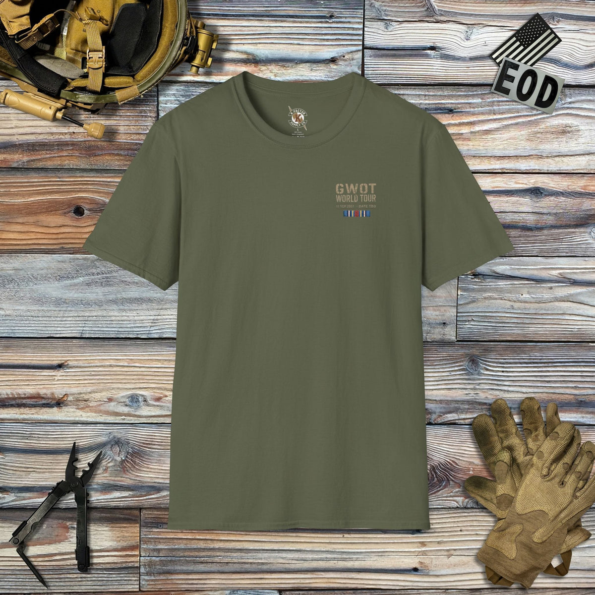 K-Factor Supply Co GWOT World Tour Mk 1 [Back Print] (B+T) T-Shirt 2XL / Military Green