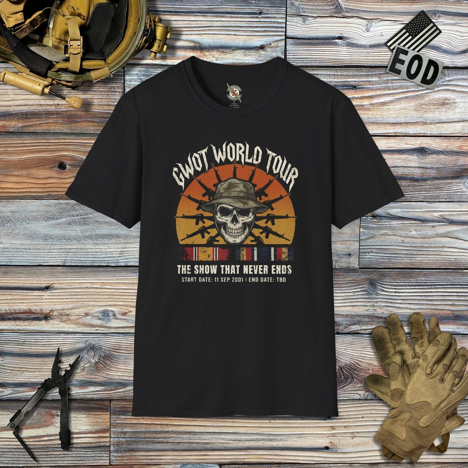 K-Factor Supply Co GWOT World Tour Mk 2 (B+T) T-Shirt Black / 2XL