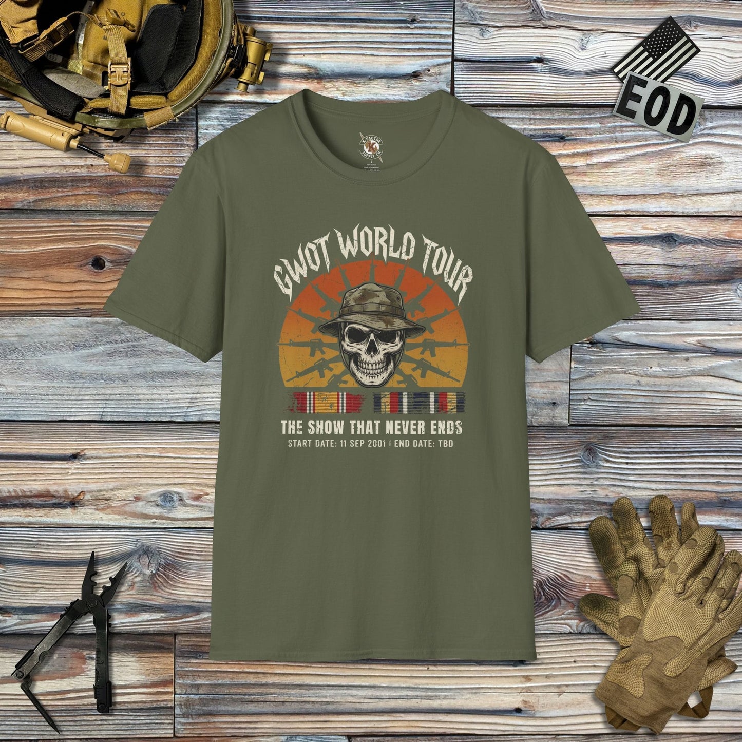 K-Factor Supply Co GWOT World Tour Mk 2 (B+T) T-Shirt Military Green / 2XL