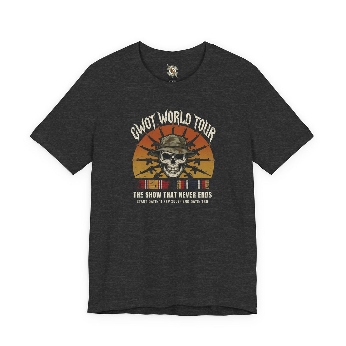 K-Factor Supply Co GWOT World Tour Mk 2 T-Shirt Dark Grey Heather / S