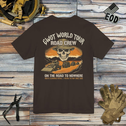 K-Factor Supply Co GWOT World Tour - Road Crew (Back Print) T-Shirt Brown / S
