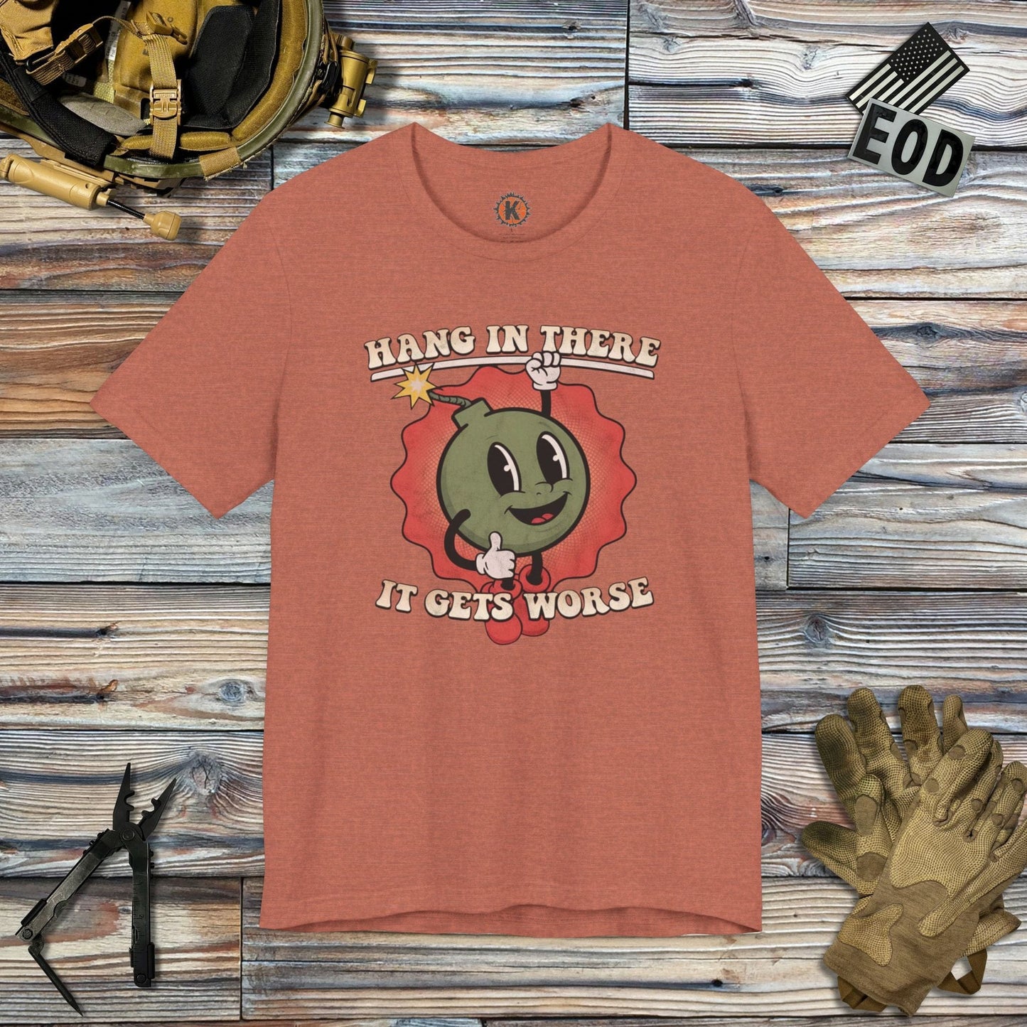 K-Factor Supply Co Hang In There T-Shirt Heather Clay / S