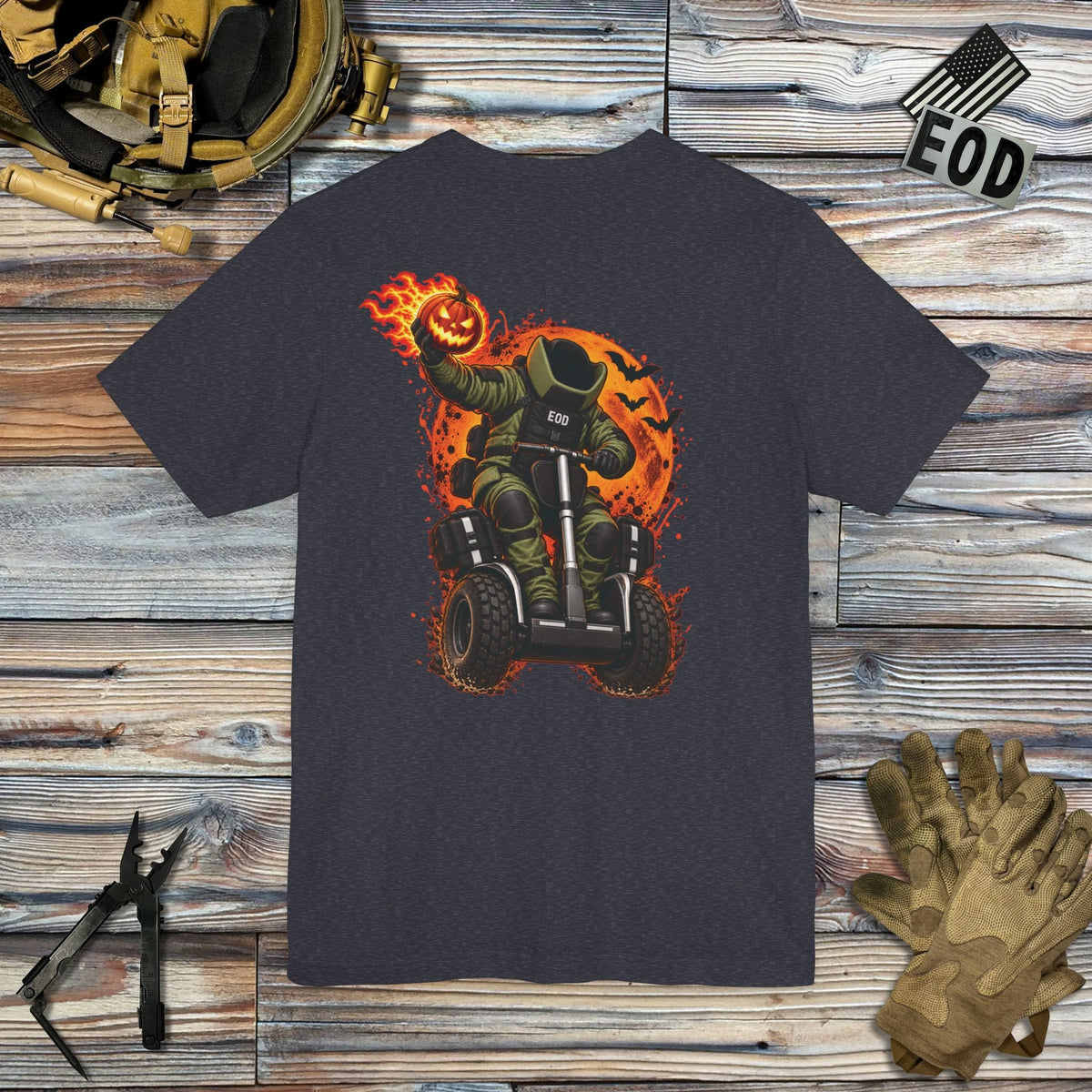K-Factor Supply Co Headless Tech-man (Back Print) T-Shirt Heather Navy / S