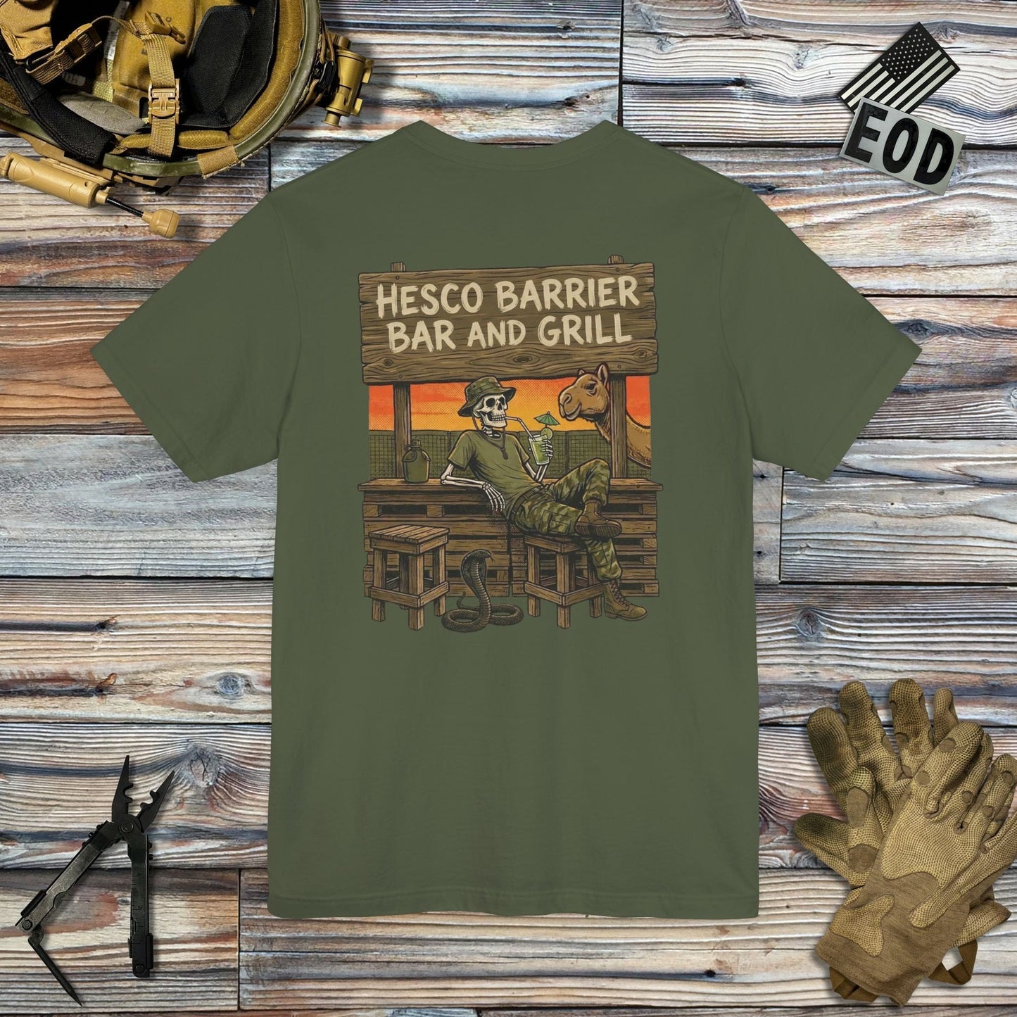 K-Factor Supply Co HESCO Bar and Grill (Back Print) T-Shirt