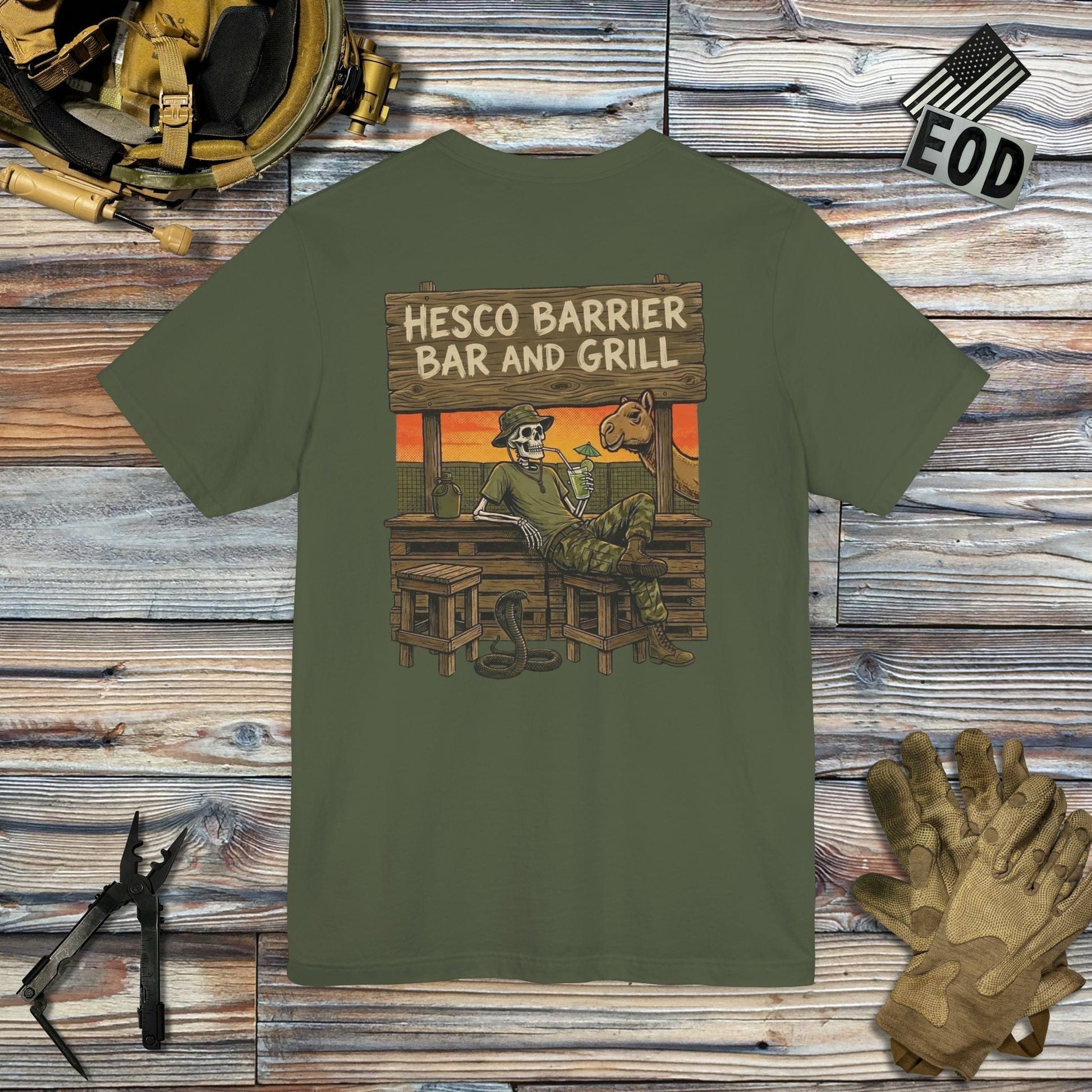 K-Factor Supply Co HESCO Bar and Grill (Back Print) T-Shirt