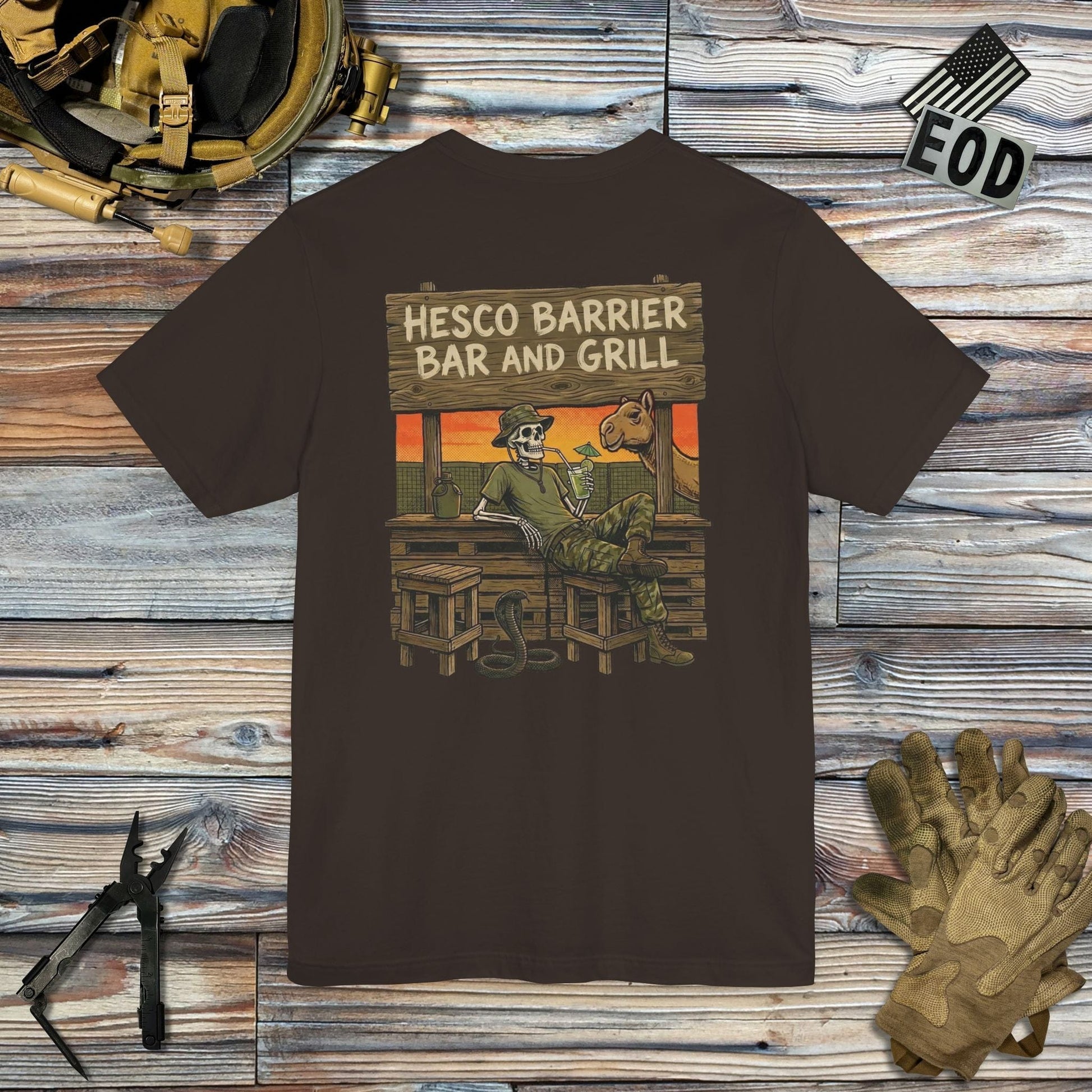 K-Factor Supply Co HESCO Bar and Grill (Back Print) T-Shirt