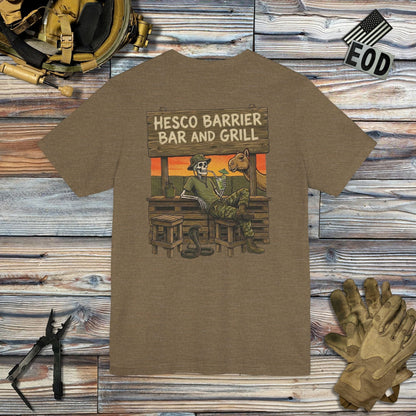 K-Factor Supply Co HESCO Bar and Grill (Back Print) T-Shirt