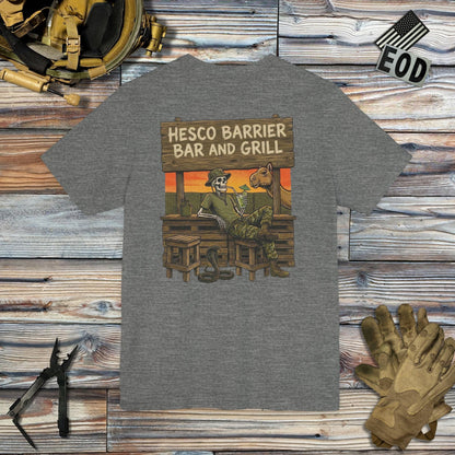 K-Factor Supply Co HESCO Bar and Grill (Back Print) T-Shirt Deep Heather / S