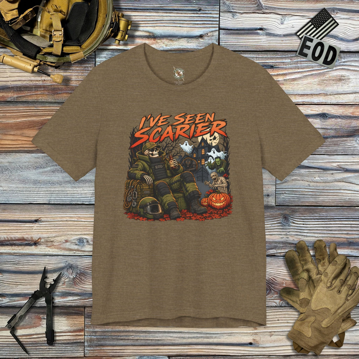 K-Factor Supply Co I've Seen Scarier (EOD) T-Shirt Heather Olive / S