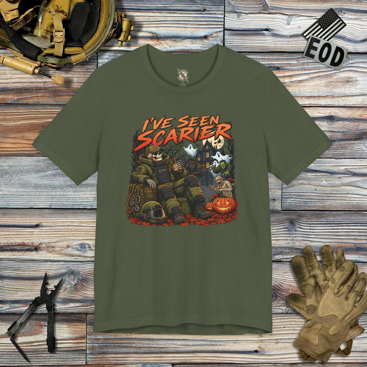 K-Factor Supply Co I've Seen Scarier (EOD) T-Shirt Military Green / S