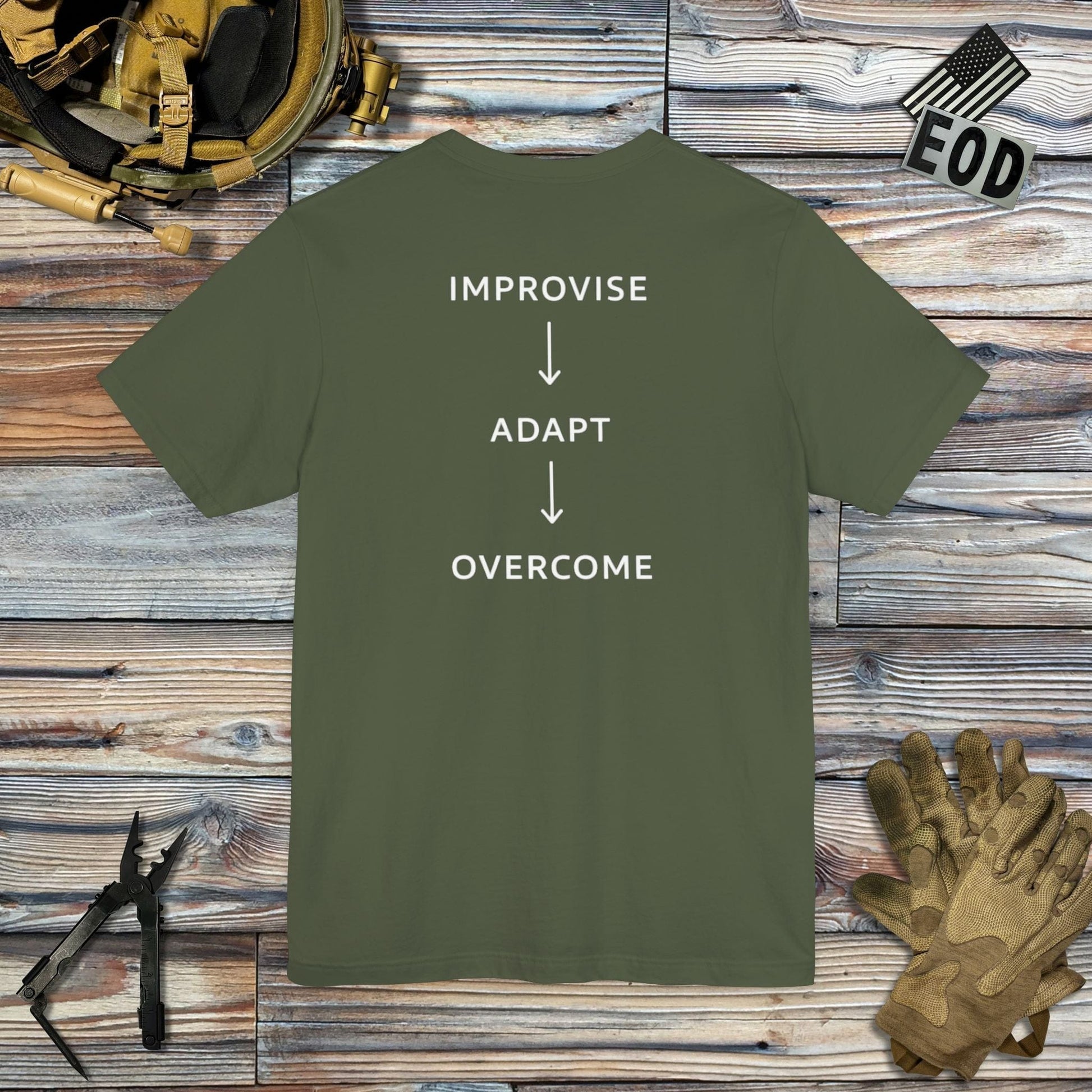 K-Factor Supply Co Improvise Adapt Overcome (Back Print) T-Shirt