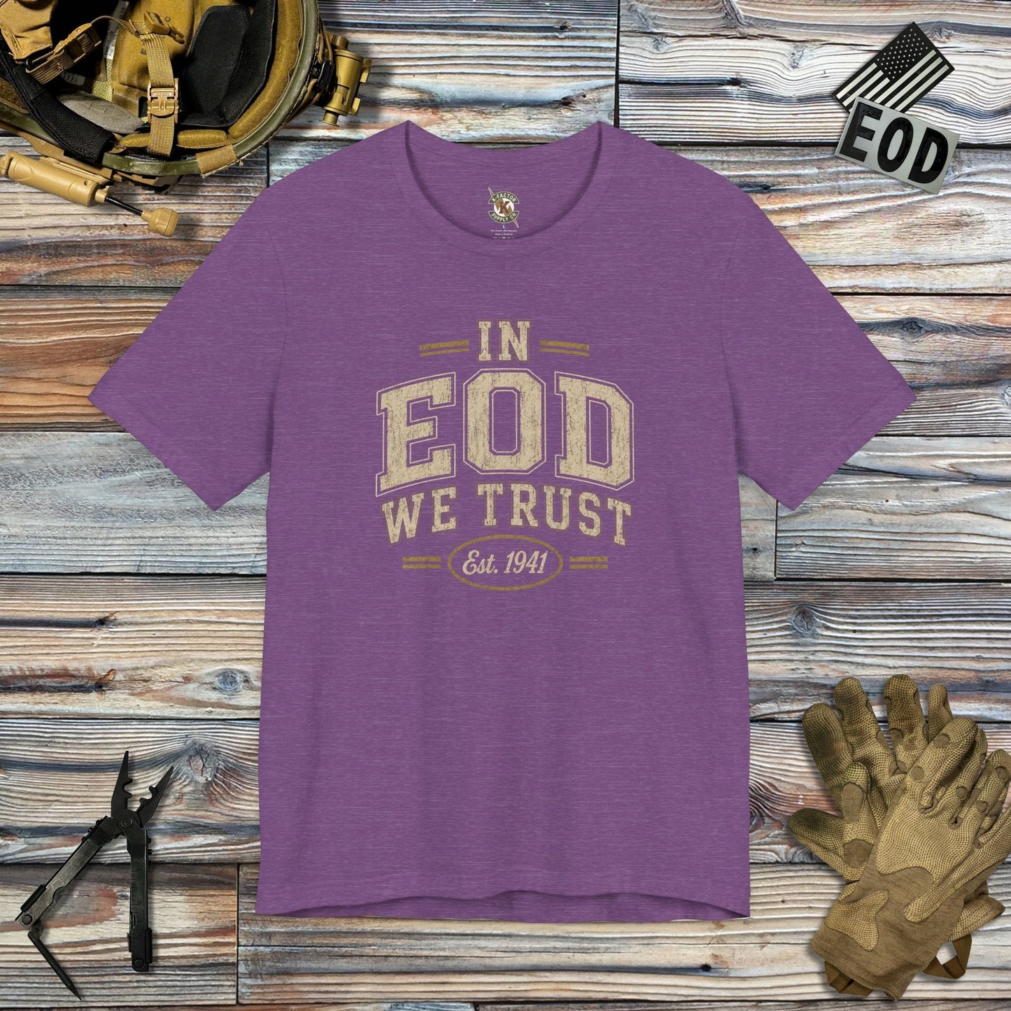 K-Factor Supply Co In EOD We Trust T-Shirt Heather Team Purple / S