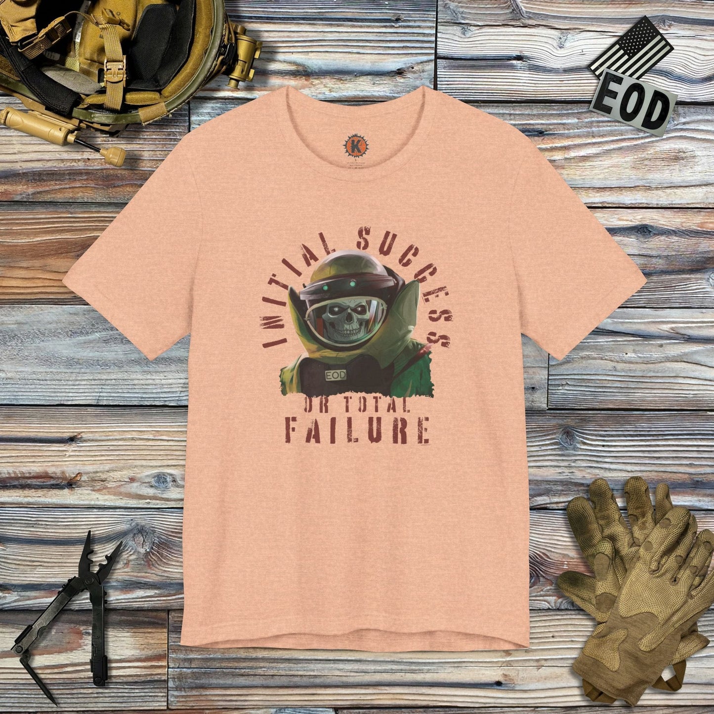 K-Factor Supply Co Initial Success Skull T-Shirt Heather Peach / S