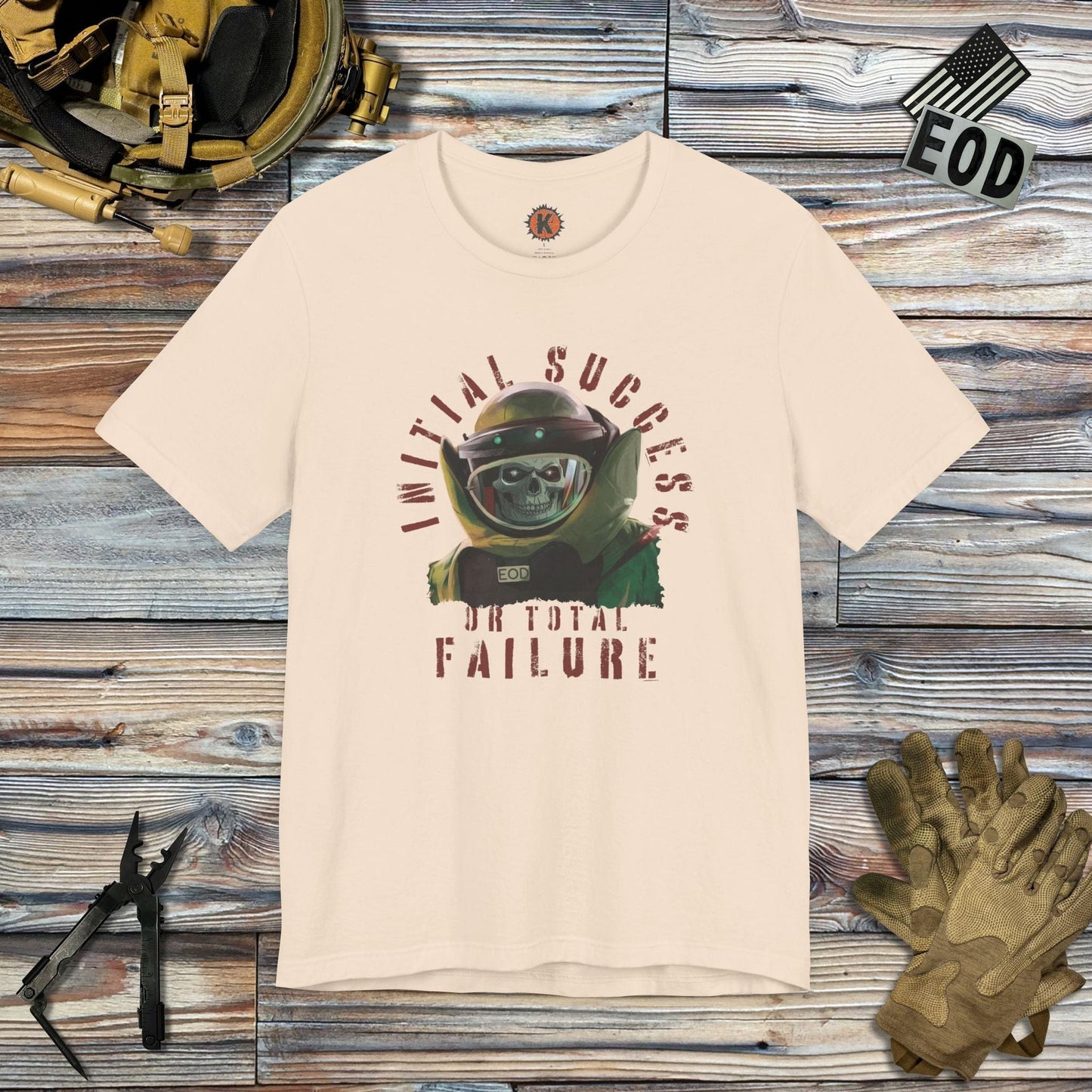 K-Factor Supply Co Initial Success Skull T-Shirt Soft Cream / S