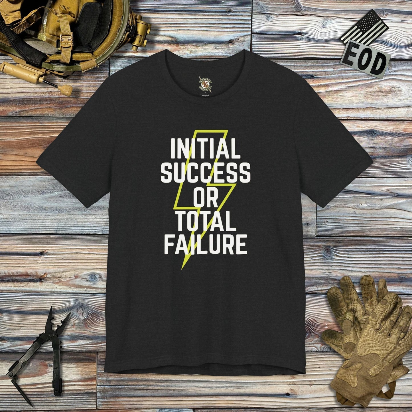K-Factor Supply Co ISOTF Lightning Bolt T-Shirt Solid Black Blend / S