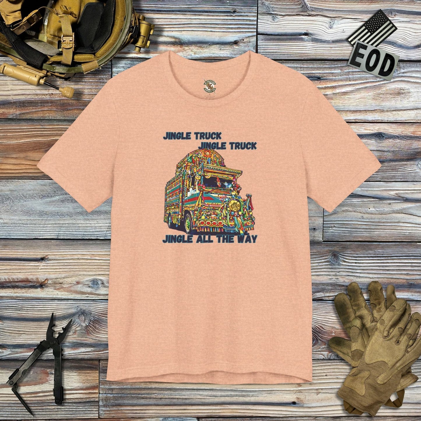 K-Factor Supply Co Jingle All The Way T-Shirt Heather Peach / S