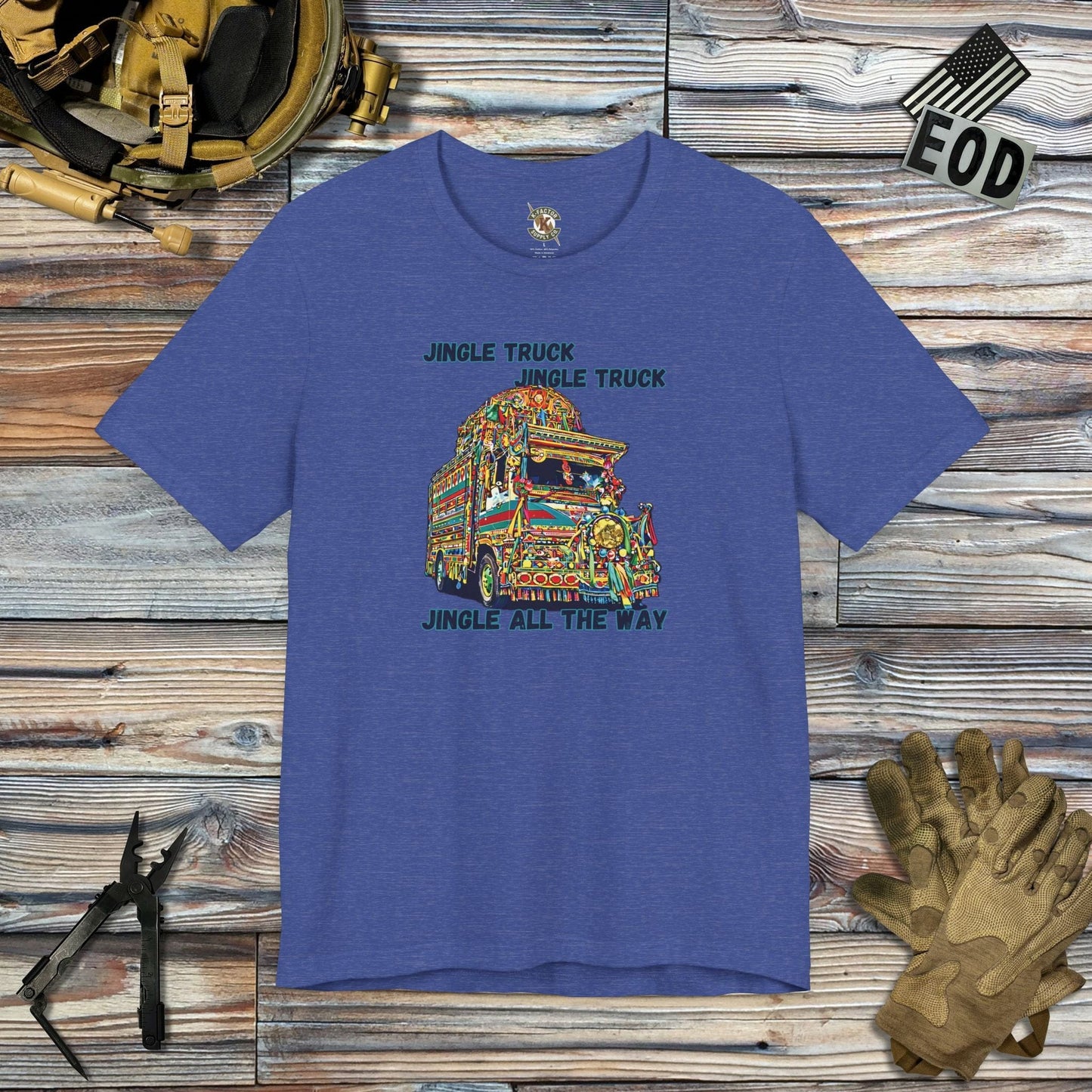 K-Factor Supply Co Jingle All The Way T-Shirt Heather True Royal / S