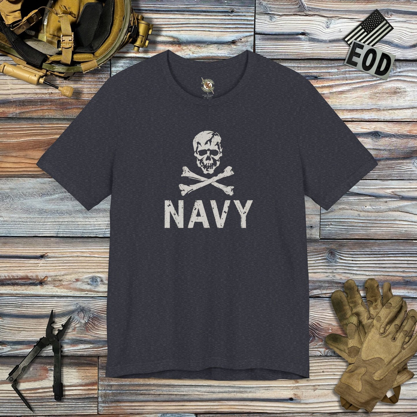 K-Factor Supply Co Jolly Rogers Mk 2 T-Shirt Heather Navy / S