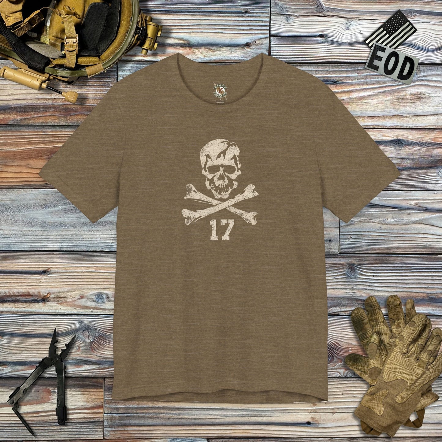 K-Factor Supply Co Jolly Rogers T-Shirt Heather Olive / S